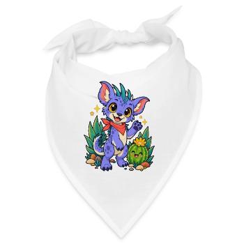 Kawaii Drache am Kaktusfreund - Bandana - Weiß - Vorne