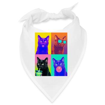 Katzen schwarze Katze - Bandana - Weiß - Vorne