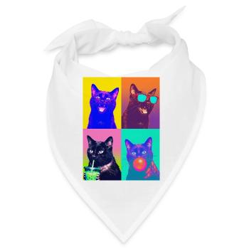 Katzen schwarze Katze - Bandana - Weiß - Vorne