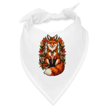 Herbstlicher Fuchs im Blattkranz - Bandana - Weiß - Vorne