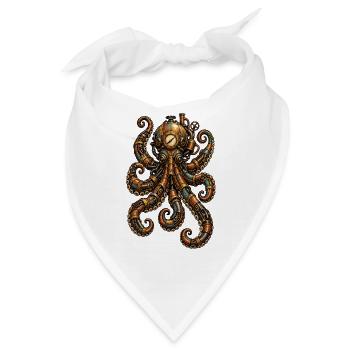 Steampunk Oktopus Uhrwerk - Bandana - Weiß - Vorne