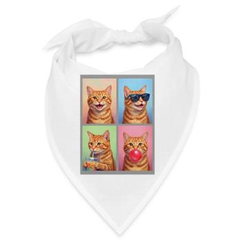 Katzen orange Tabby Katze - Bandana - Weiß - Vorne