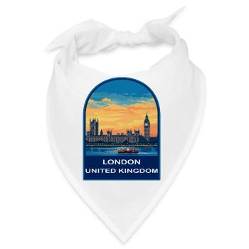 London UK Reiseabzeichen Westminster Big Ben Sonnenuntergang - Bandana - Weiß - Vorne