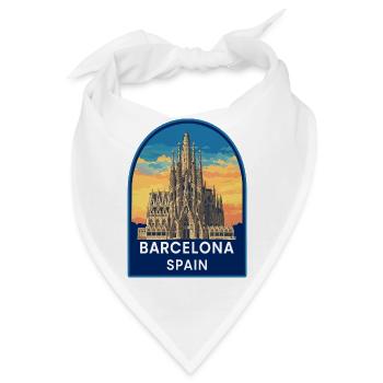 Barcelona Spanien Sagrada Familia Sonnenuntergangsabzeichen - Bandana - Weiß - Vorne
