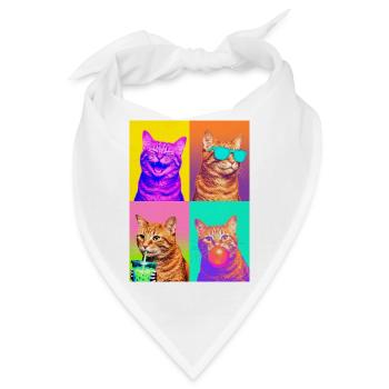 Katzen orange Tabby Katze - Bandana - Weiß - Vorne