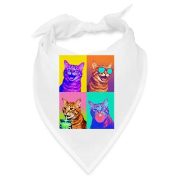 Katzen orange Tabby Katze - Bandana - Weiß - Vorne