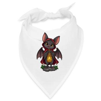 Spukfledermaus mit Laterne - Bandana - Weiß - Vorne