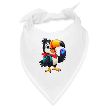 Tropischer Toucan mit Kristall - Bandana - Weiß - Vorne