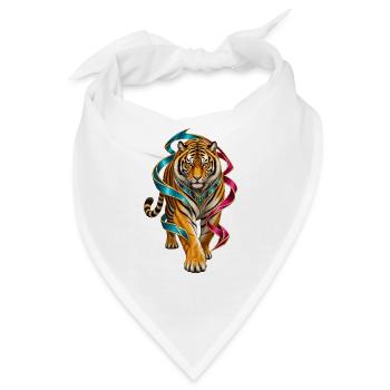 Tiger mit bunten Bändern Ornament - Bandana - Weiß - Vorne