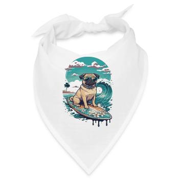 Mops Surf Tropenhund - Bandana - Weiß - Vorne