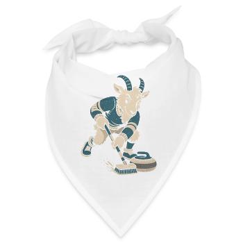 Curling Ziege Besen und Stein Curler Herren Damen - Bandana - Weiß - Vorne