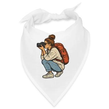 Reisefotografin mit Kamera - Bandana - Weiß - Vorne