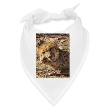Gepard in seidigem Nap - Bandana - Weiß - Vorne