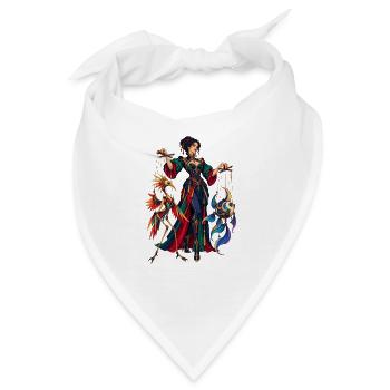 Puppenspielerin mit fantasievollen Marionetten - Bandana - Weiß - Vorne
