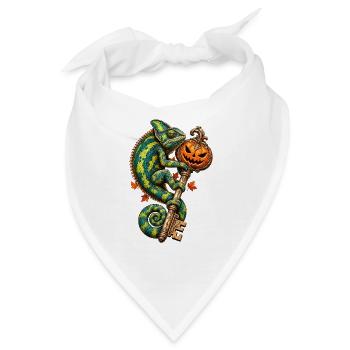 Kameleon mit Kürbis-Schloss - Bandana - Weiß - Vorne