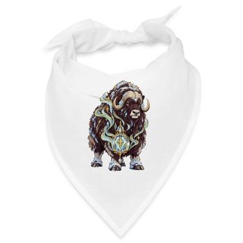 Moschusochse mit Polarlicht-Frostlaterne - Bandana - Weiß - Vorne