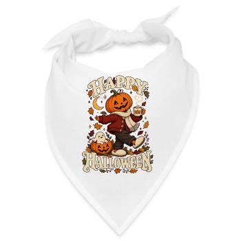 Happy Halloween – Cozy Kürbis mit Kakao und Geist - Bandana - Weiß - Vorne