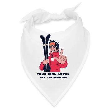 Your Girl Loves My Technique – Ski Shirt - Bandana - Weiß - Vorne