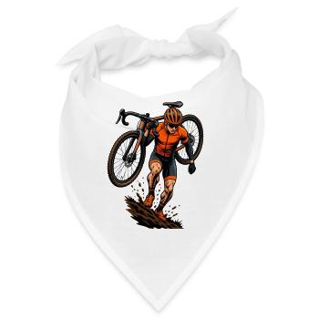 Cyclocross Run Up Fahrrad Sport T-Shirt - Bandana - Weiß - Vorne