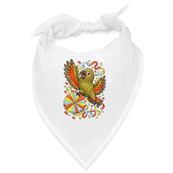 Kea mit Papierrosette und Konfetti - Bandana - Weiß - Vorne