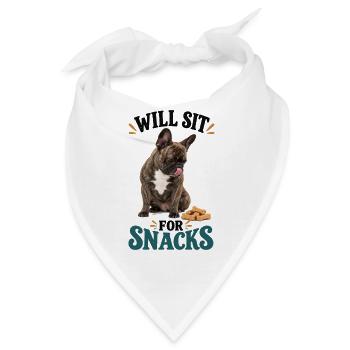 Französische Bulldogge Will Sit For Snacks - Bandana - Weiß - Vorne