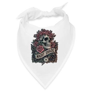Nachtschatten-Schädel mit Nachtrosen - Bandana - Weiß - Vorne
