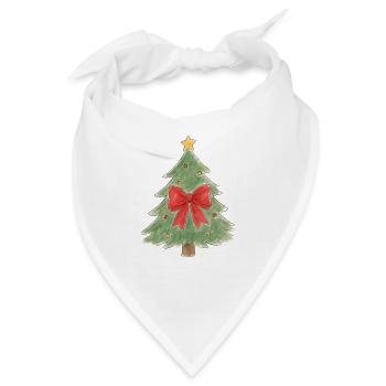 Weihnachtsbaum mit roter Schleife und goldenen Ornamenten - Bandana - Weiß - Vorne