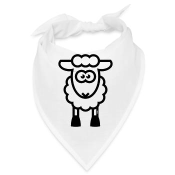 Schaf / Schäfchen / Lamm / Lämmchen (Black) - Bandana - Weiß - Vorne