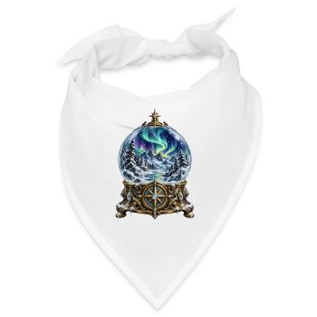 Polarlicht-Kompass in winterlicher Schneekugel - Bandana - Weiß - Vorne