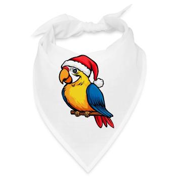 Vogel Weihnachten / Weihnachtsmann Papagei - Bandana - Weiß - Vorne