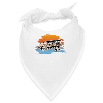 Doppeldecker Flugzeug Pilot Fluglehrer Geschenk - Bandana - Weiß - Vorne