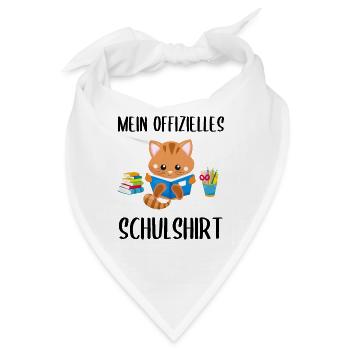 Katze Schulshirt Schulbeginn Schule Geschenk - Bandana - Weiß - Vorne