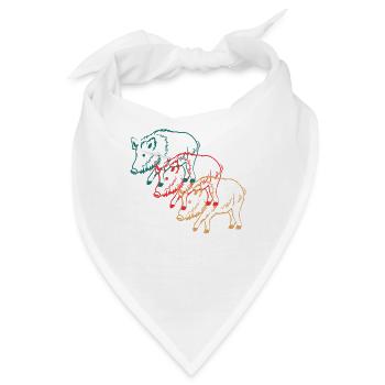 Trio von Wildschweinen Naturverbundenes Geschenk - Bandana - Weiß - Vorne