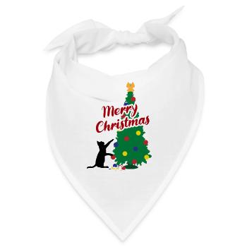 Verspielte Weihnachtskatze Frohes Fest Geschenk - Bandana - Weiß - Vorne