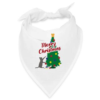 Verspielte Weihnachtskatze Frohes Fest Geschenk - Bandana - Weiß - Vorne