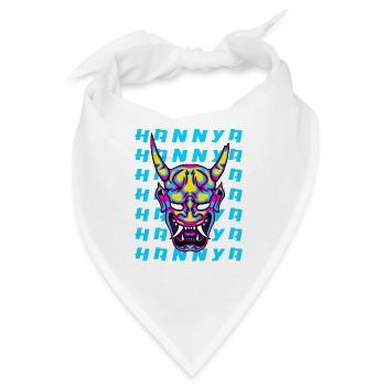 Hannya Maske Neon Dämon Japan Kunst - Bandana - Weiß - Vorne