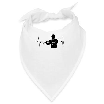 Herzschlag Querflöte Melodie Geschenk - Bandana - Weiß - Vorne