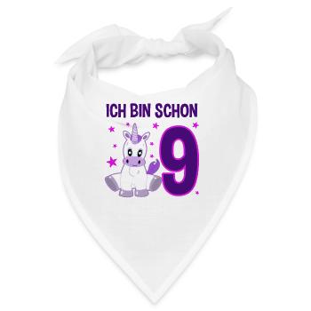 Einhorn Wunder 9 Jahre Geburtstagszauber - Bandana - Weiß - Vorne