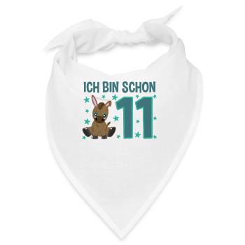 Elf Jahre Esel: Fröhlicher Geburtstagsstar - Bandana - Weiß - Vorne