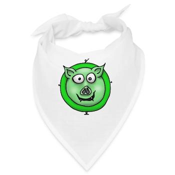 Schwein grün - Bandana - Weiß - Vorne
