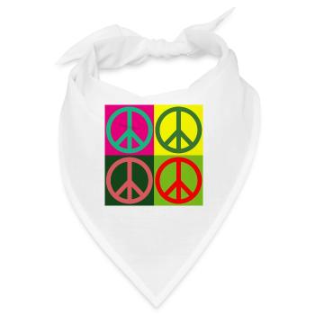 Pop Art / Comic: Peace-Zeichen - Hippies - 60s 70s - Bandana - Weiß - Vorne