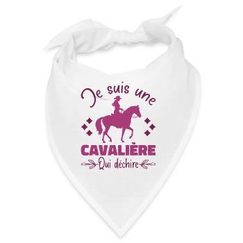 Ein Reiter, der auf einem Pferd reitet, das Geschenk zerreißt - Bandana - Weiß - Vorne