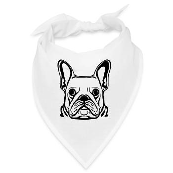 Hundekopf Französiche Bulldogge - Bandana - Weiß - Vorne