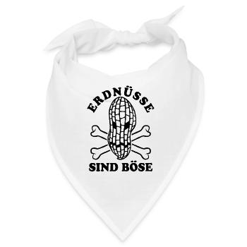 Erdnüsse sind böse - Erdnuss Allergie - Bandana - Weiß - Vorne