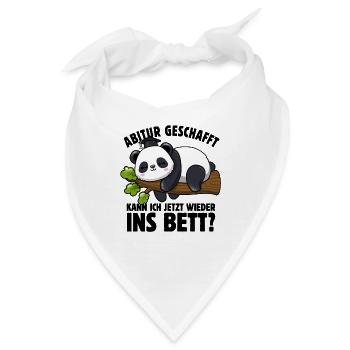 Panda - Abitur geschafft wieder ins Bett? - Spruch - Bandana - Weiß - Vorne