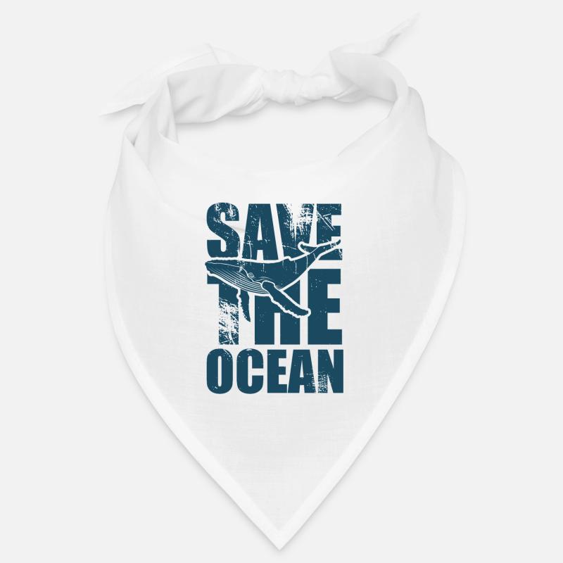 Save the ocean - Wal - Buckelwal - Geschenk - Bandana - Weiß
