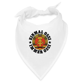 DDR Wappen, Einmal Ossi, Immer Ossi, Spruch - Bandana - Weiß - Vorne