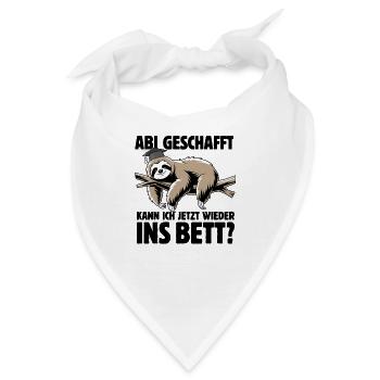Faultier - Abitur geschafft wieder ins Bett? - Bandana - Weiß - Vorne