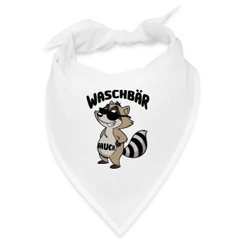 Waschbär Bauch - Waschbrett Bauch Cartoon - Bandana - Weiß - Vorne