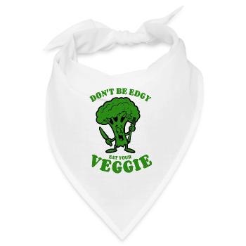 Don't be edgy, eat your Veggie - Brokkoli, vegan - Bandana - Weiß - Vorne